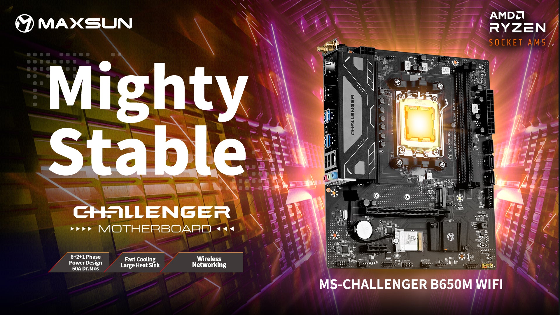 MAXSUN CHALLENGER B650M WIFI: Ultimate Stability Meets Next-Gen Speed