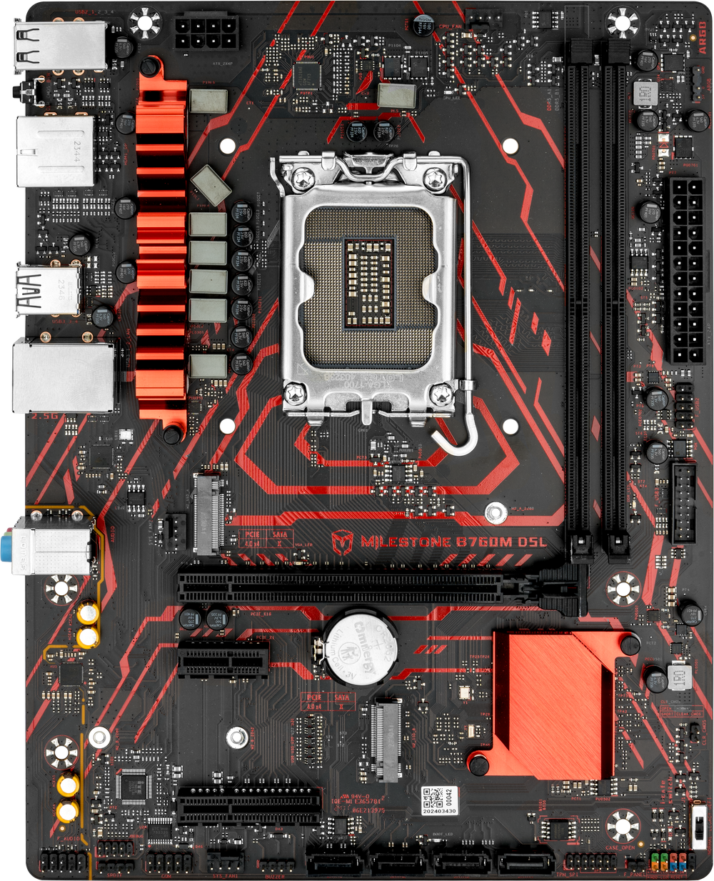 Материнская плата MAXSUN Milestone B760M D5L V2, LGA 1700, Intel B760, 2xDDR5, 4xSATA, 2xM.2, 1xPCIe 4.0 x16, DisplayPort, HDMI, 1x2.5Gb LAN, 3x3.5 мм, 5.1, microATX