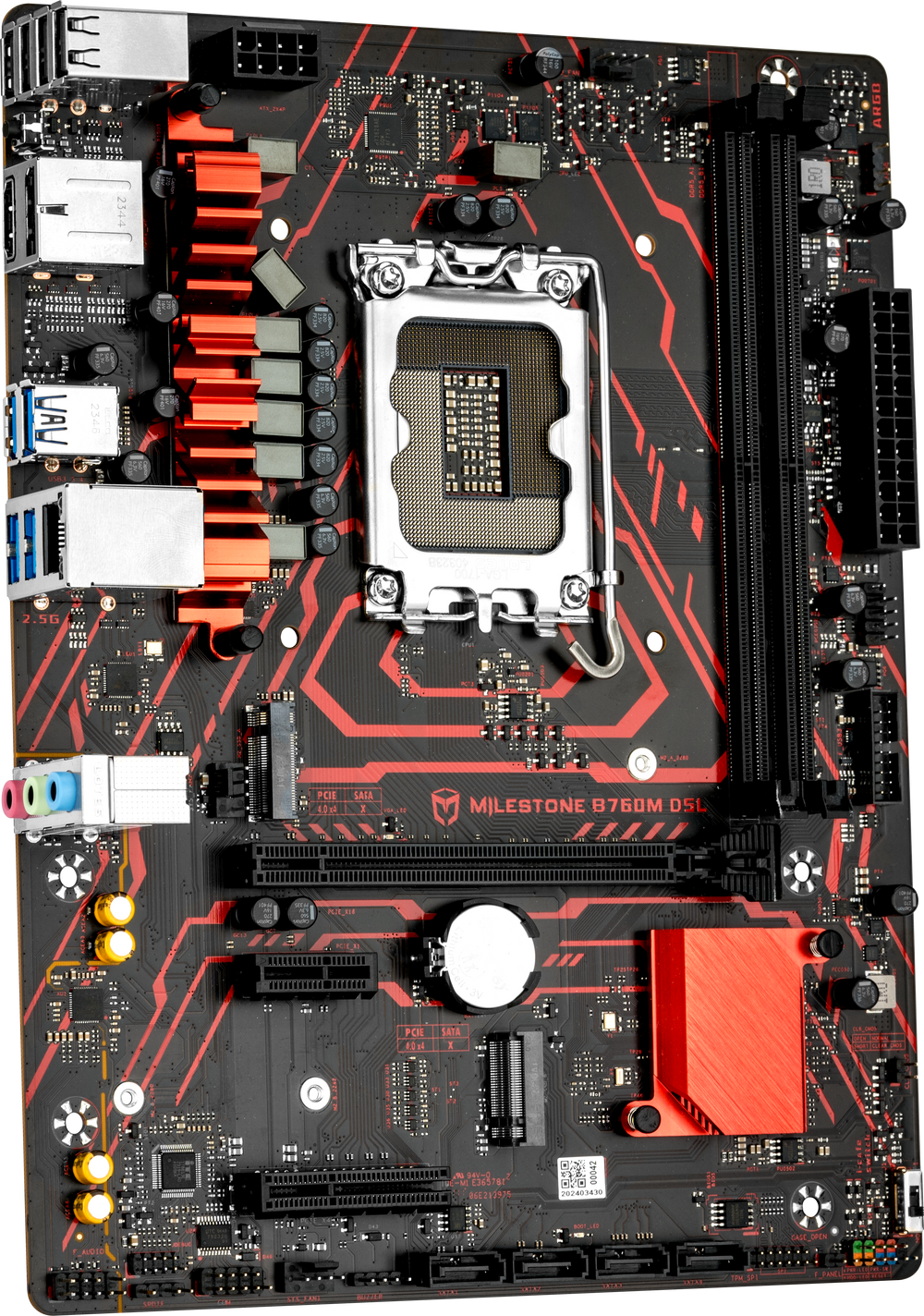 Материнская плата MAXSUN MS-Milestone B760M D5L V2, LGA1700, Intel B760, 2xDDR5, 4xSATA, 2xM.2, 1xPCIe 4.0 x16, 1xPCIe 3.0 x4, 1xPCIe 3.0 x1, 1xHDMI, 1xDP, 1x2.5Gb LAN, 4xUSB-A 5Gbps, 4xUSB-A 2.0, 3x3.5 мм, 5.1, mATX, фото3