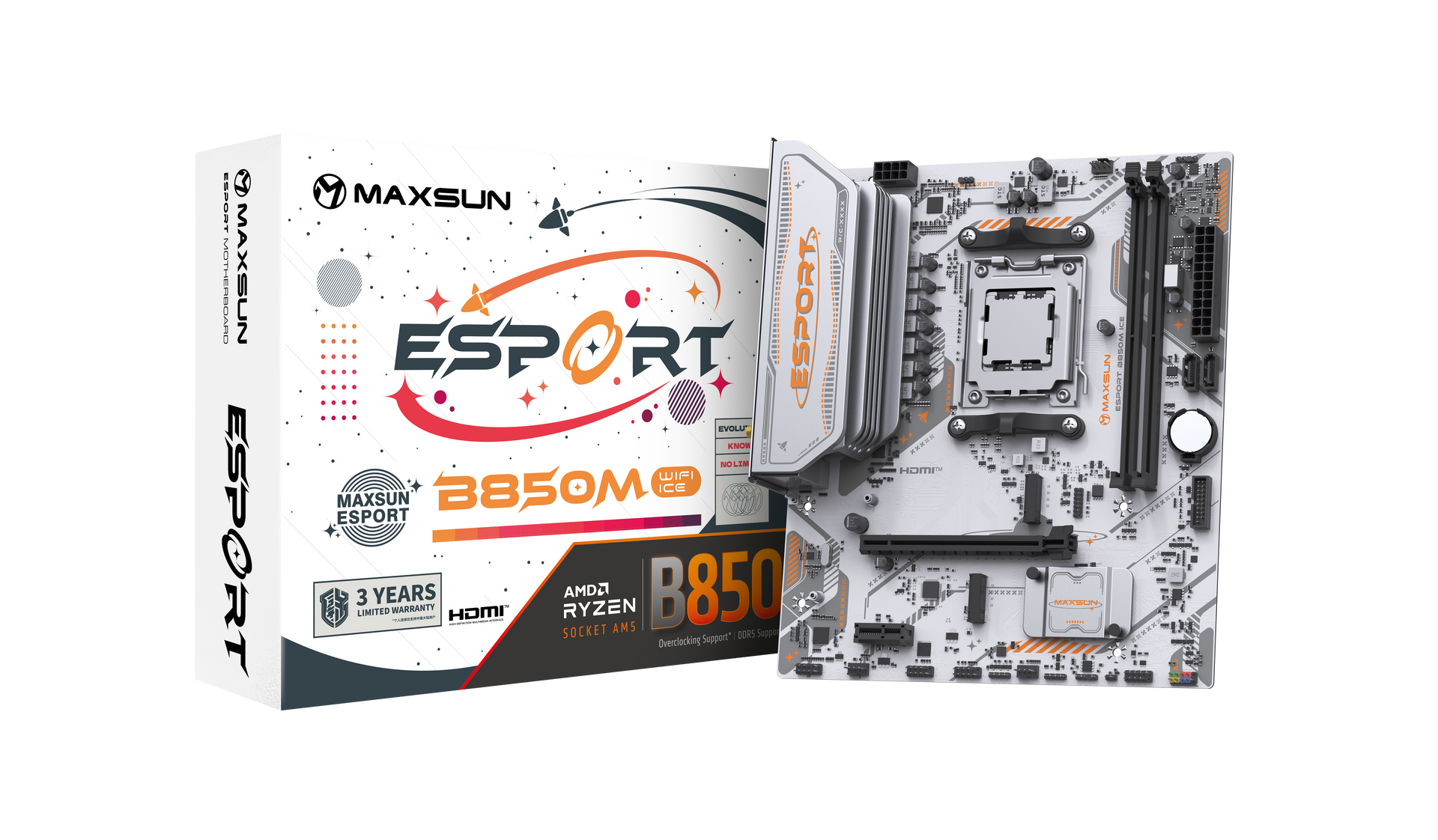 Placa Mãe MAXSUN eSport B850M WiFi ICE
